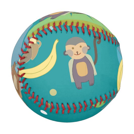 Balle De Baseball Singe mignon et bananes dans le Motif d'arbre (Devant Gauche)
