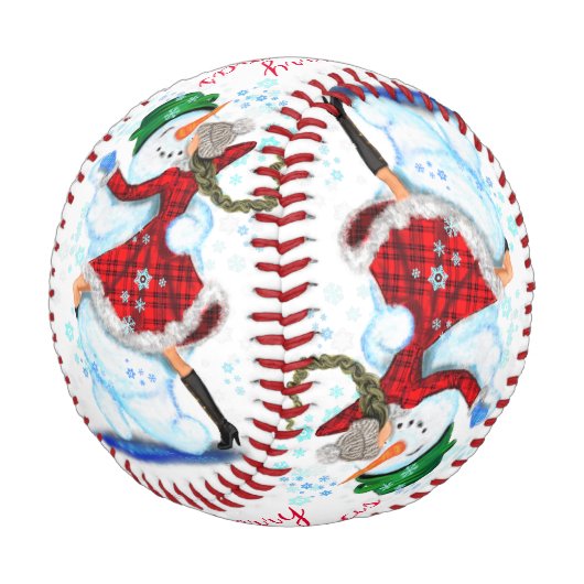 Balle De Baseball Snowman et danseuses de Noël Baseball (Angle)