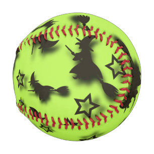 Balle De Baseball Sorcière volante parmi les étoiles à Halloween nui