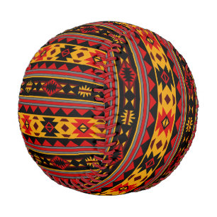 Balle De Baseball Southwest Design Red Black Gold Tribal Motif