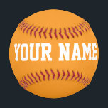 Balle De Baseball Sport Birthday gift idea custom name text orange<br><div class="desc">Create your unique sport Birthday gift eyecatching gender neutral orange custom name text Baseball adding your own personalized name, year, slogan, message or any text. Customizable cute baseball gift game for boy, girl, girlfriend, boyfriend, dad, grandpa, cheerleaders, teen, teenager, baby boy, players, teammates, fans. Choose your favourite team and use...</div>