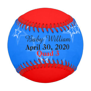 Balle De Baseball Statistiques de naissance du garçon Quad Rouge Bl