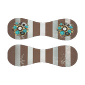 Balle De Baseball Steampunk Clock and Turquoise Roses on Striped (Panneaux)