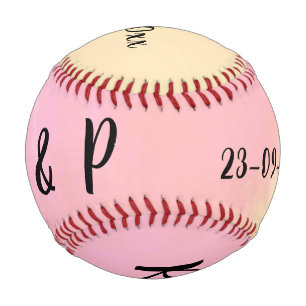 Balle De Baseball style de texte minimal simple blanc mariage rose j