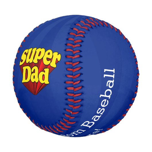 Balle De Baseball Super Papa Rouge Jaune Bleu Fête des pères Superhe (Angle)