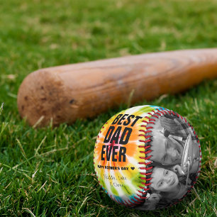 Balle De Baseball T-shirt Tie Dye Fête des Pères Meilleur Papa Photo