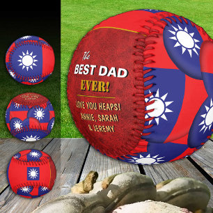 Balle De Baseball Taïwan meilleur papa, patriotique, drapeau taïwana