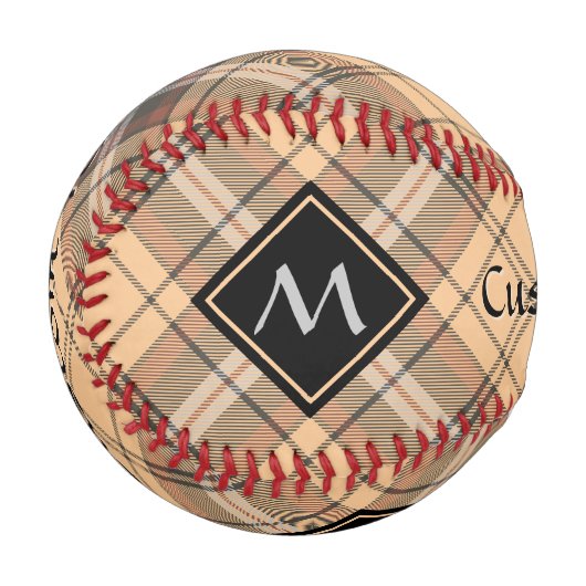 Balle De Baseball Tartan beige et Brown (Devant Gauche)