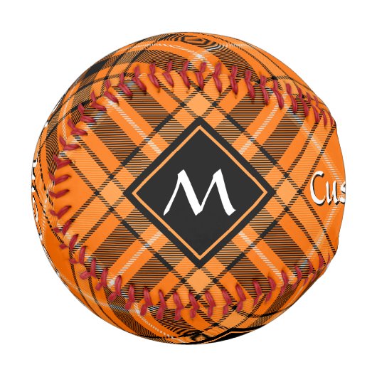 Balle De Baseball Tartan orange d'Halloween (Devant Gauche)