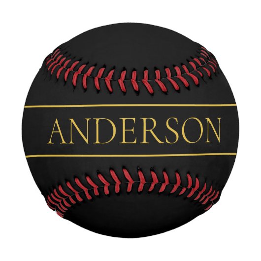 Balle De Baseball Texte et lignes Gold personnalisables (Devant)