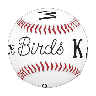Balle De Baseball texte simple minimaliste ajoutez votre nom oiseaux