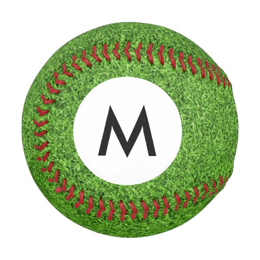 Balle De Baseball texture de l'herbe verte monogramme (Devant Gauche)