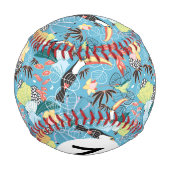 Balle De Baseball Texture tropicale avec toucans et colibris (Dos)