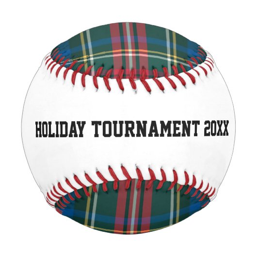 Balle De Baseball Tournoi de baseball Tartan Plaid NOM ANNÉE (Dos)