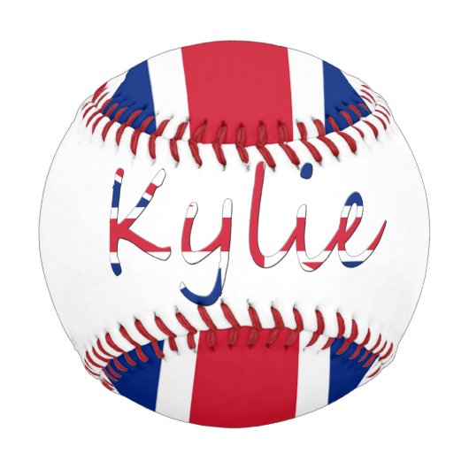 Balle De Baseball Tout nom superposé sur Union Jack bbcnt (Dos)