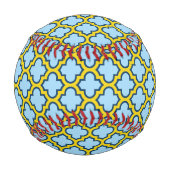 Balle De Baseball Trellis bleu et jaune, treillis, Quatrefoil (Dos)