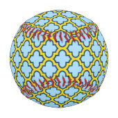 Balle De Baseball Trellis bleu et jaune, treillis, Quatrefoil (Devant)