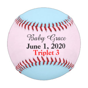Balle De Baseball Triplet Bébé fille bleu rose statistiques de nai