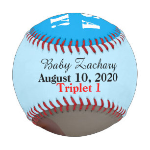 Balle De Baseball Triplet Boys Photo Naissance Statistiques Bleu