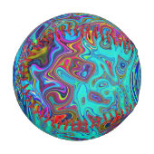Balle De Baseball Trippy Sky Blue Abstrait Retro Liquid Swirl (Devant Gauche)