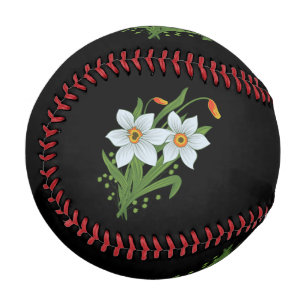 Balle De Baseball Tulipes et jonquilles Fleurs Fond noir