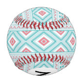 Balle De Baseball Turquoise et Motif tribal aztèque rose (Dos)