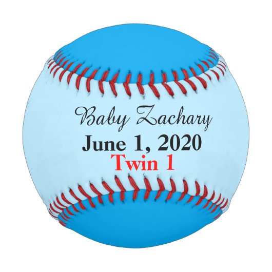 Balle De Baseball Twin Boys Birth Stats Bleu Baseball (Devant)