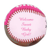 Balle De Baseball Twin Girls Birth Stats Rose Photo (Devant Gauche)