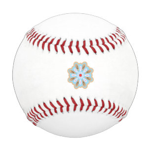 Balle De Baseball une fleur bleue et brune au centre rouge