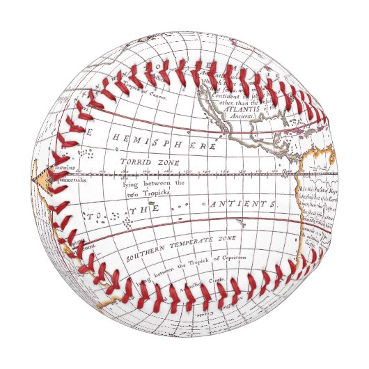 Balle De Baseball Une Nouvelle Carte Du Terraque Globe Custom Baseba (Devant Gauche)