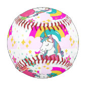 Balle De Baseball Unicorne arc-en-ciel avec étoiles (Dos)