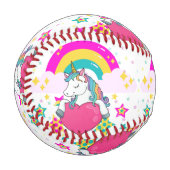 Balle De Baseball Unicorne arc-en-ciel avec étoiles (Devant Gauche)