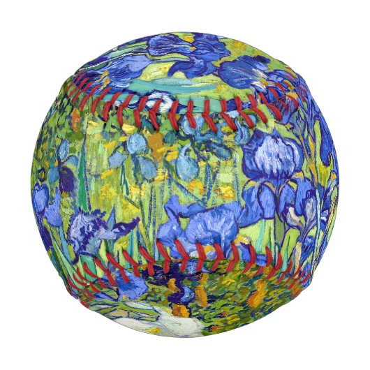 Balle De Baseball Van Gogh Irises fleurs éclatantes peinture fine (Dos)