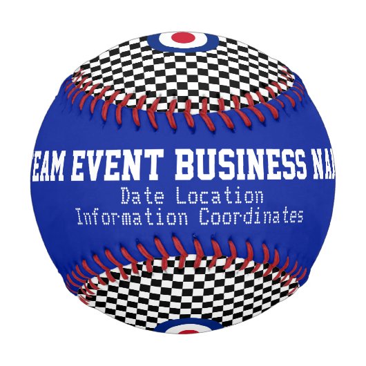 Balle De Baseball Vérificateurs Motifs Roundel Cible Mod Personnalis (Dos)