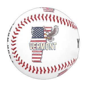 Balle De Baseball Vermont États-Unis Retro State Carte Vintage États