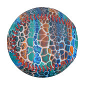 Balle De Baseball Verre Turquoise orange abstrait (Devant Gauche)
