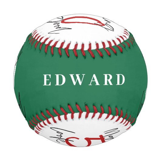 Balle De Baseball Vert et blanc 50e anniversaire chic moderne (Devant)