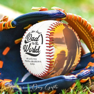 Balle De Baseball Vintage Rustic Meilleur Papa Joyeux Père`s Day Pho