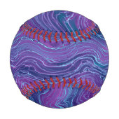 Balle De Baseball Violet Violet Bleu Marbré Acrylique Abstraction (Dos)