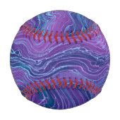 Balle De Baseball Violet Violet Bleu Marbré Acrylique Abstraction (Devant)