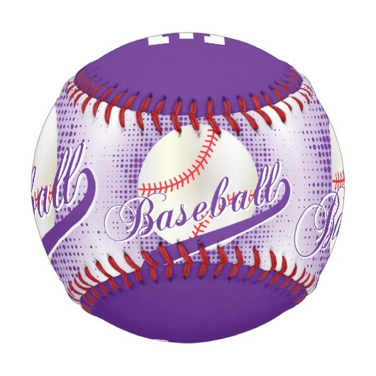 Balle De Baseball Violet | White Retro Baseball Sports (Dos)