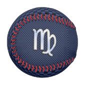 Balle De Baseball Virgo Sign on Blue Carbon Fibre Style d'impression (Devant Gauche)