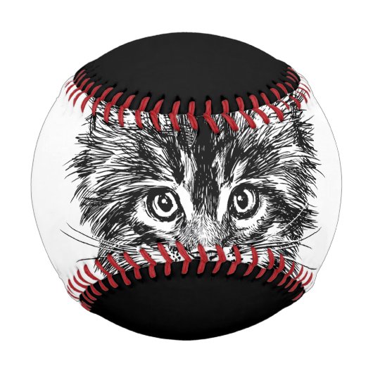 Balle De Baseball Visage de Kitten noir et blanc (Devant)