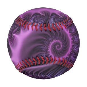 Balle De Baseball Vivid Cool Abstrait rose violet Fractal Art Spiral
