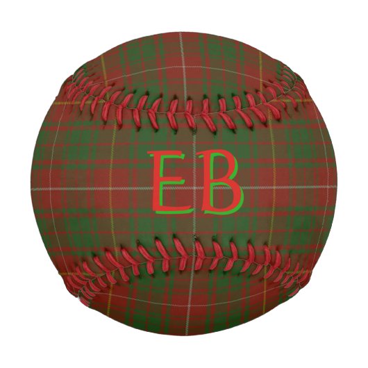 Balle De Baseball Vos initiales sur Bruce Clan tartan (Devant)