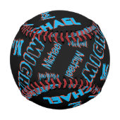 Balle De Baseball Votre nom motif monogramme bleu rouge noir (Dos)