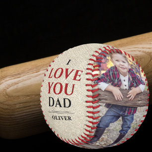 Balle De Baseball Vous aimez Papa Rustique Fête des Pères 2 Collage