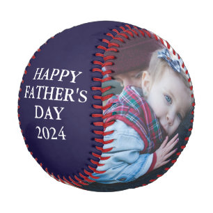 Balle De Baseball We Love You Papa Fête des pères Photo Collage Bleu