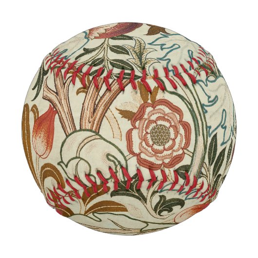 Balle De Baseball William Morris Acanthus Broderie Motif Floral (Devant)