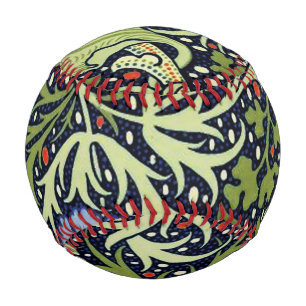 Balle De Baseball William Morris Fleur d'antiquité aux algues marine